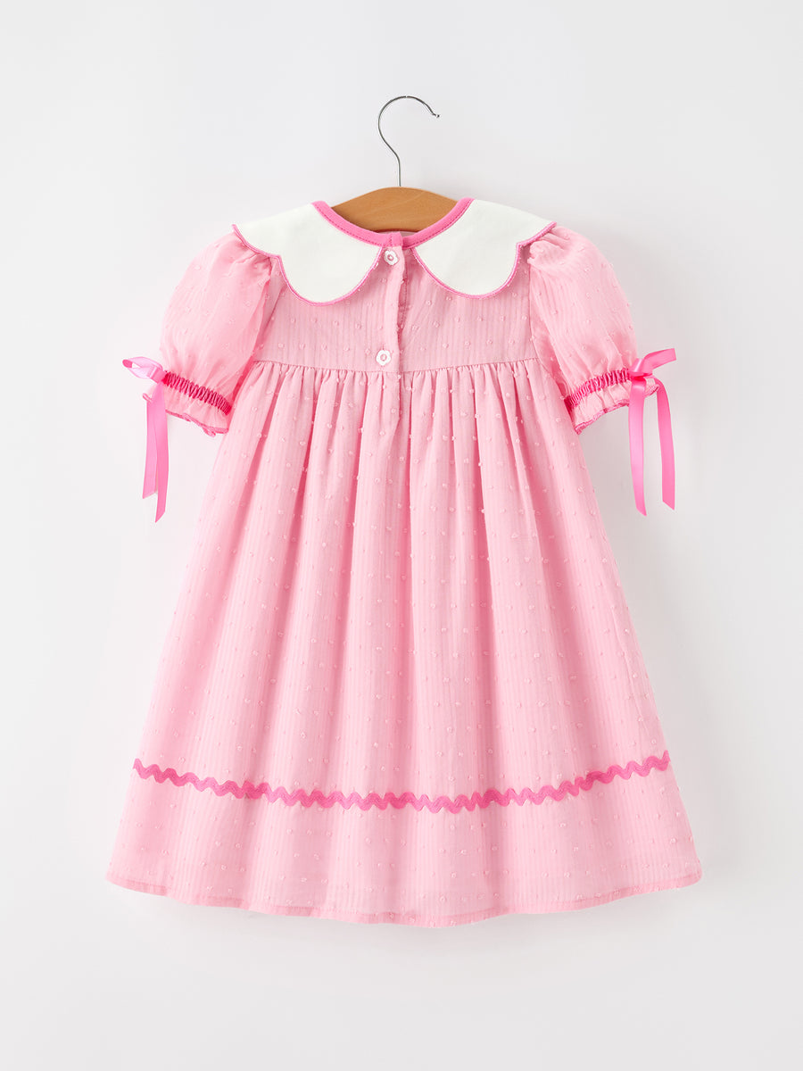 Valentine’s Day Girls Conversation Heart Scallop Collar Pink Dress