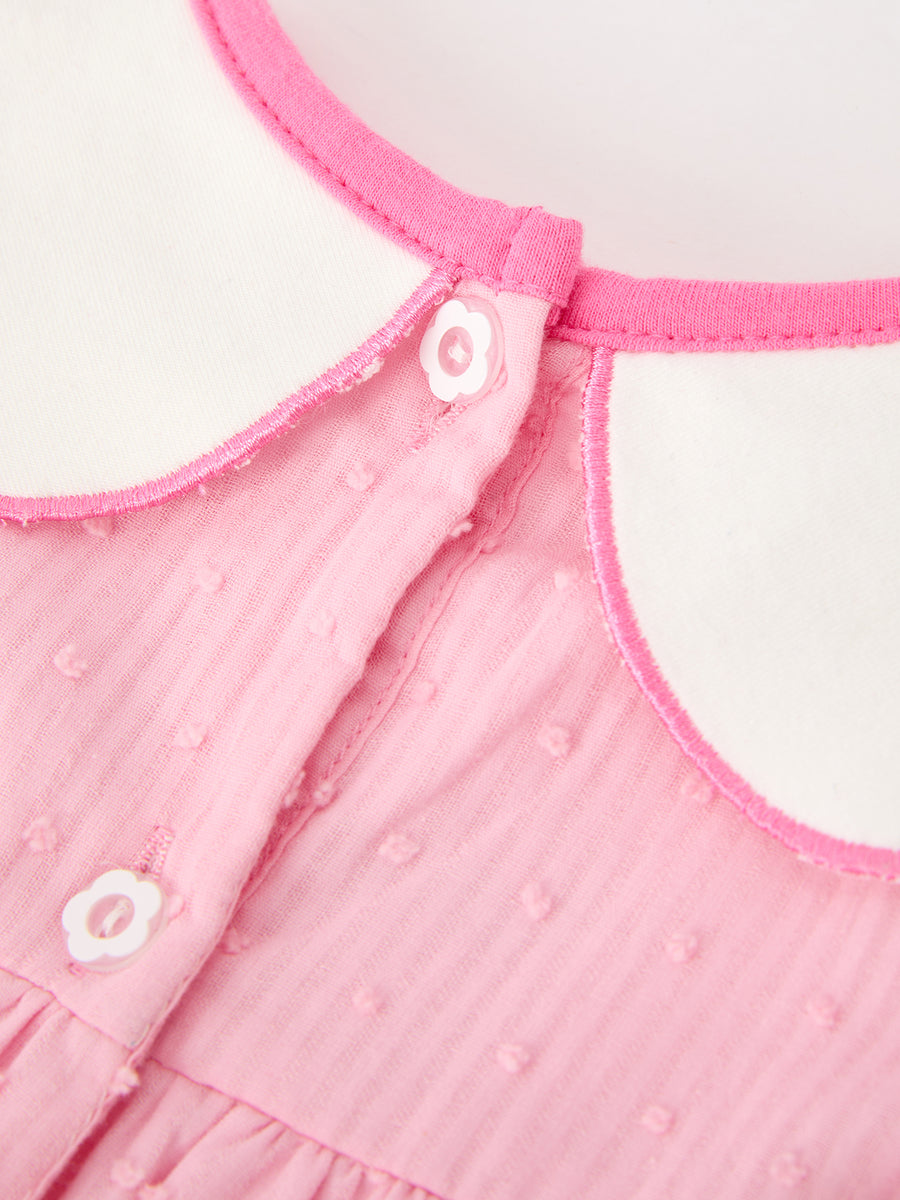 Valentine’s Day Girls Conversation Heart Scallop Collar Pink Dress