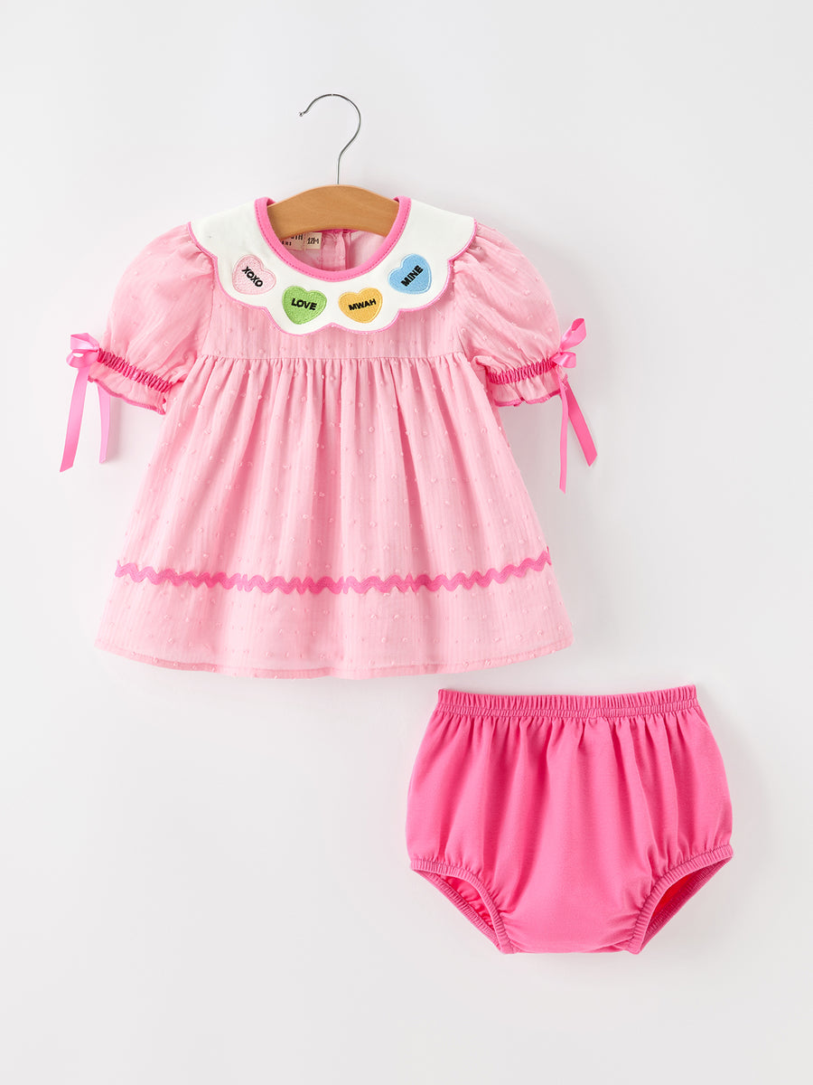 Valentine’s Day Girls Conversation Heart Top & Bloomer Set