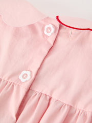 Baby Girls Christmas Pink Holly Embroidered Romper
