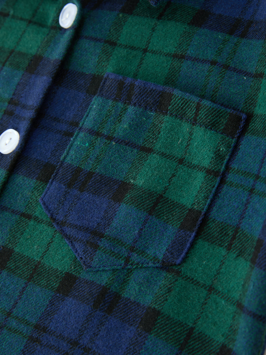 Christmas Boys Green & Navy Plaid Button Down Shirt