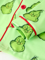 Boys Green Holiday Print Pajama Set