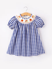 Girls Thanksgiving Smocking Embroidered Dress