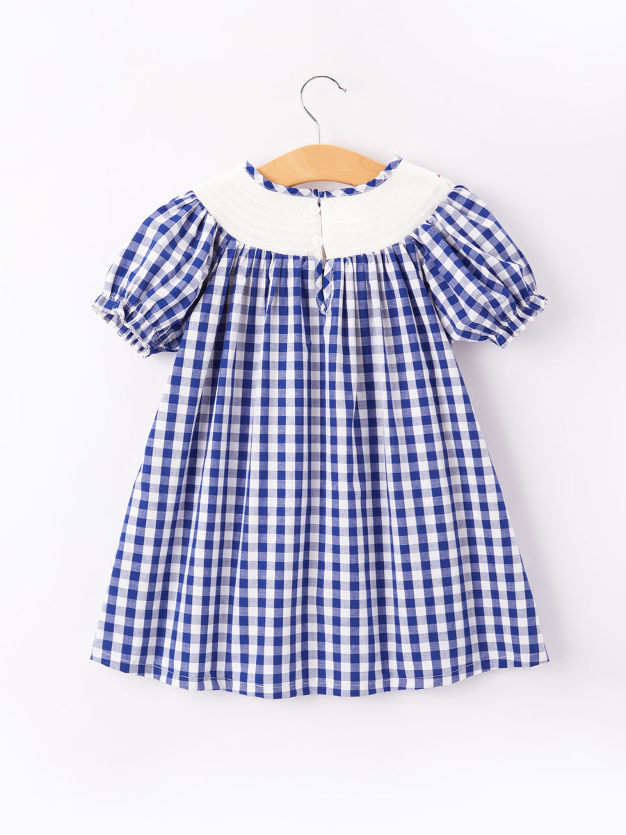 Girls Thanksgiving Smocking Embroidered Dress