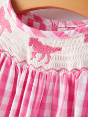 Horse Embroidery Smocking Dress