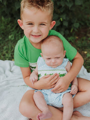 Toddler Boys Summer Crocodile Embroidered Plaid Shorts Set