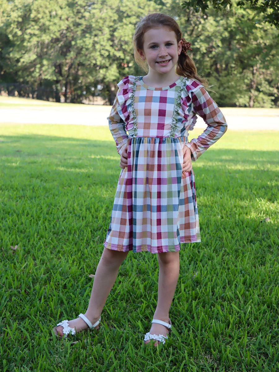 Fall Autumn Baby Girls Plaid Dress