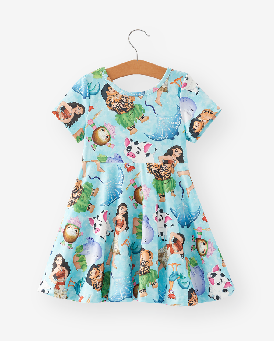 Cartoon Character and Animal Print Girls' Dress