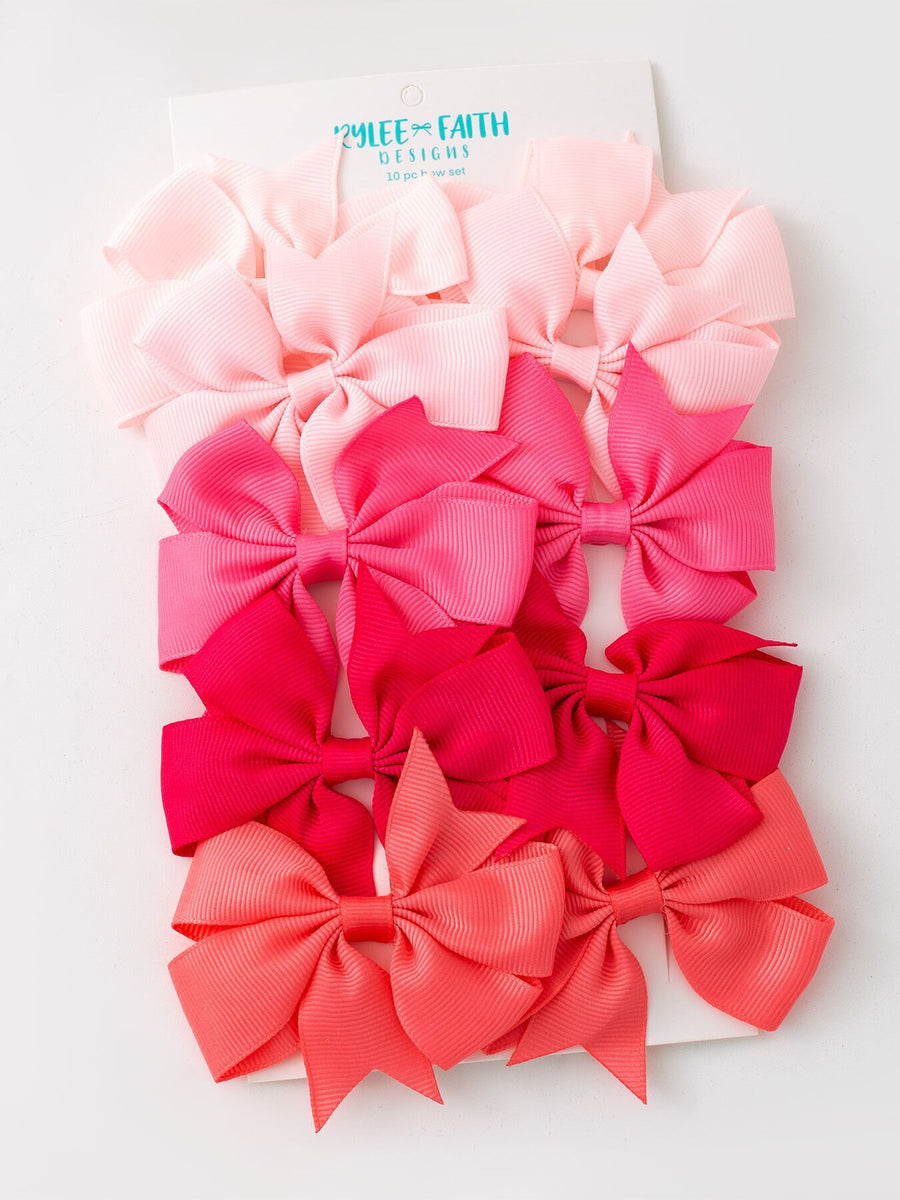 Pink Bow Hair Clip Set