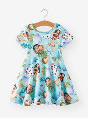 Cartoon Character and Animal Print Girls' Dress