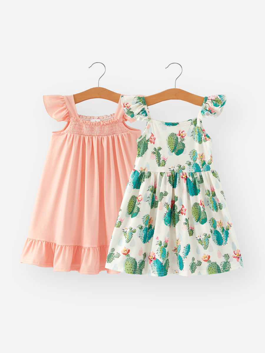 Summer Girls Cactus Dress Two-piece Set