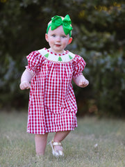 Christmas Tree Smocking Embroidered Girls Dress