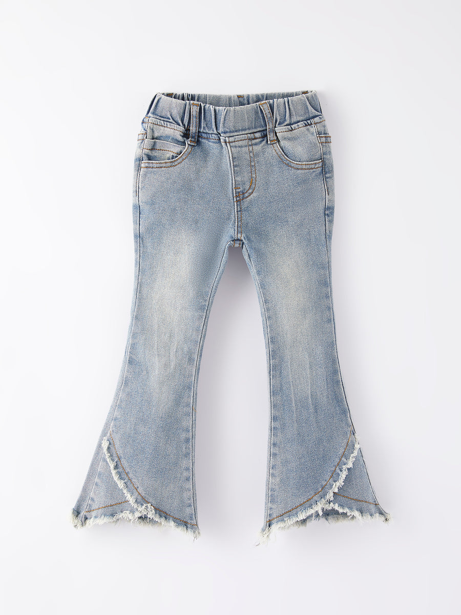 Girls Light Blue Denim Bell Denim Pants