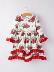 Girls Christmas Print Dress