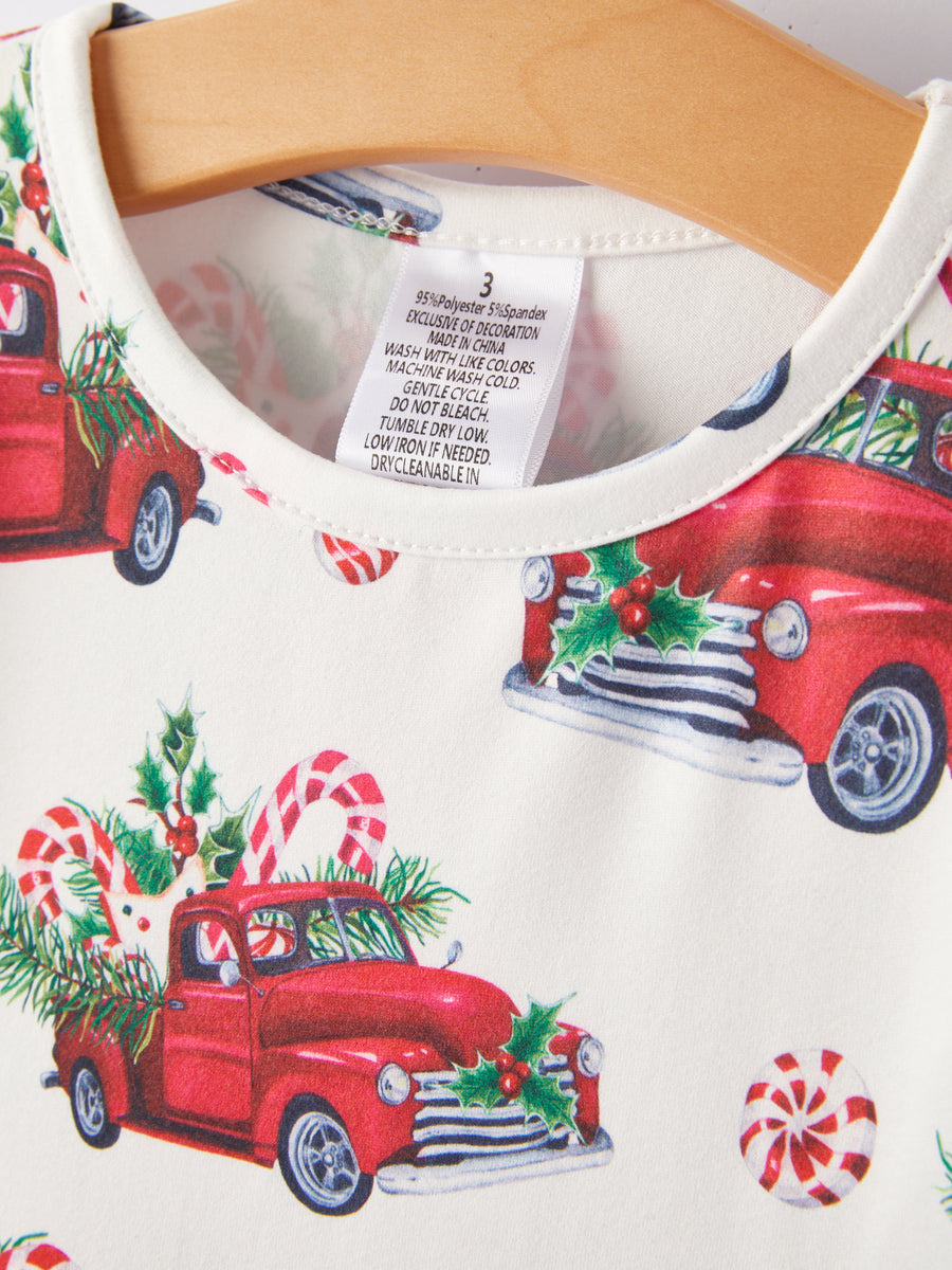 Girls Christmas Print Dress