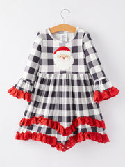 Girls Christmas Applique Long Sleeve Dress