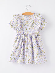 Girls Smocking Embroidered Floral Dress