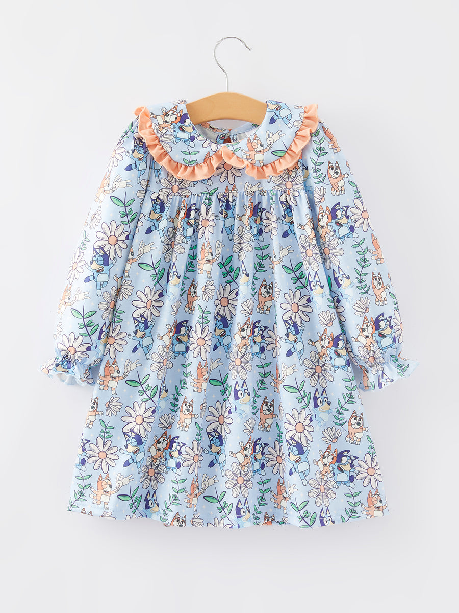 Cartoon Girl Floral Print Dress