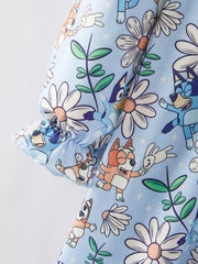 Cartoon Girl Floral Print Dress