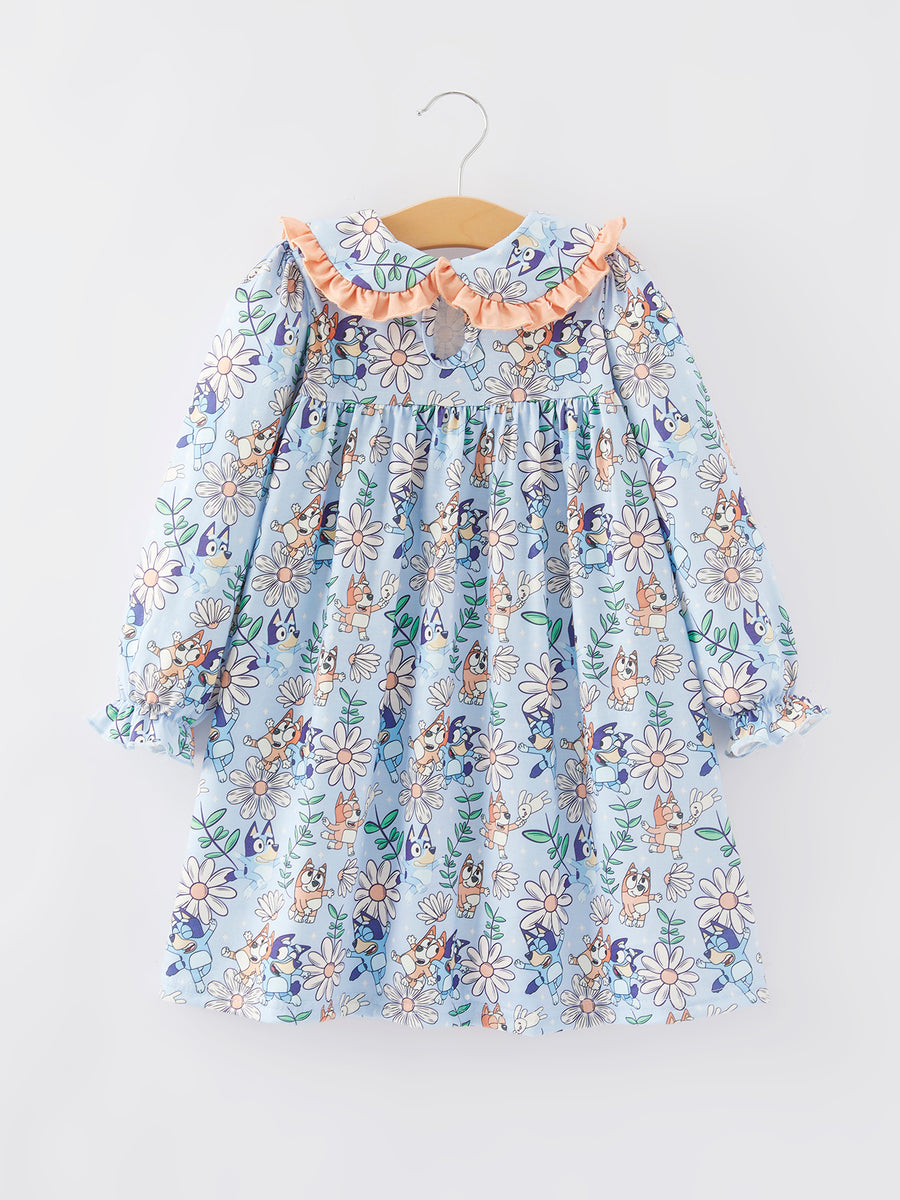 Cartoon Girl Floral Print Dress