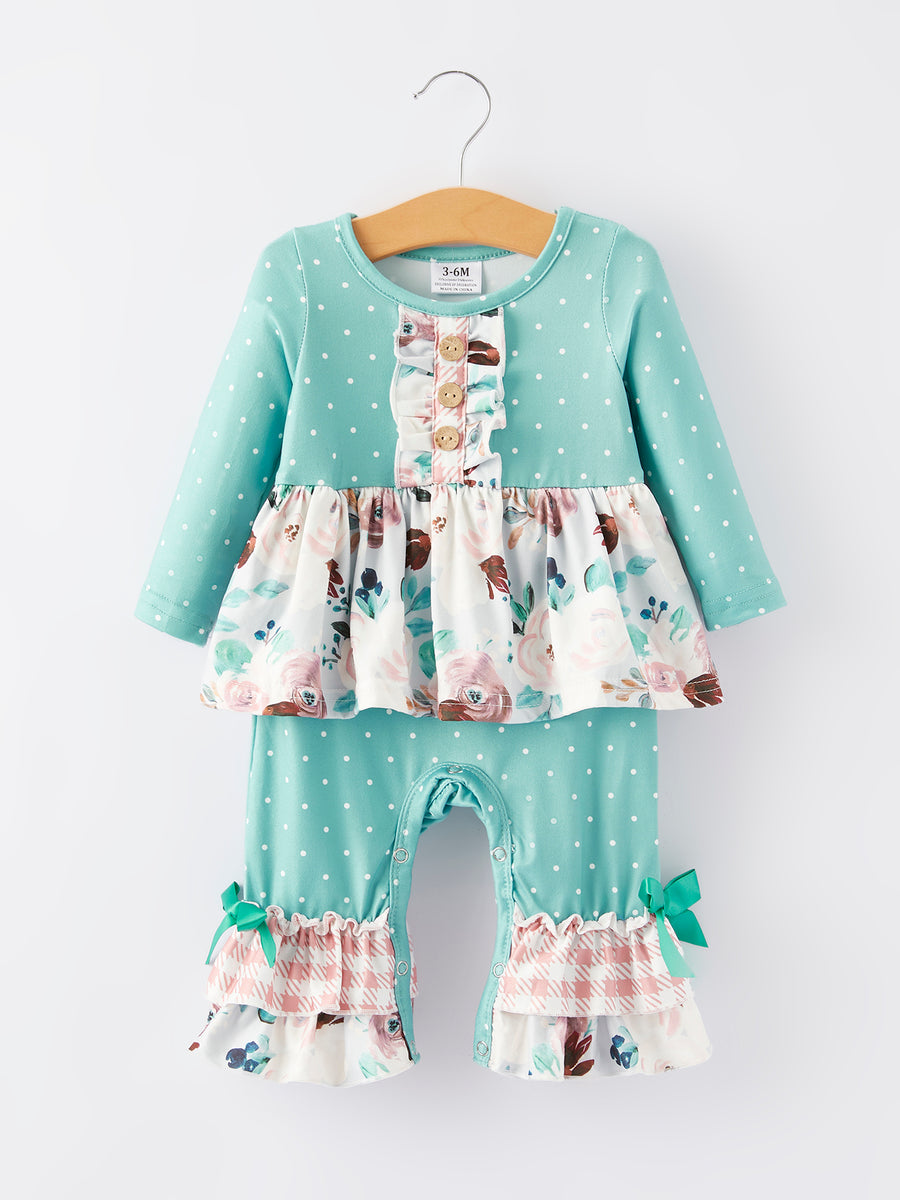 Girls Floral Print Romper