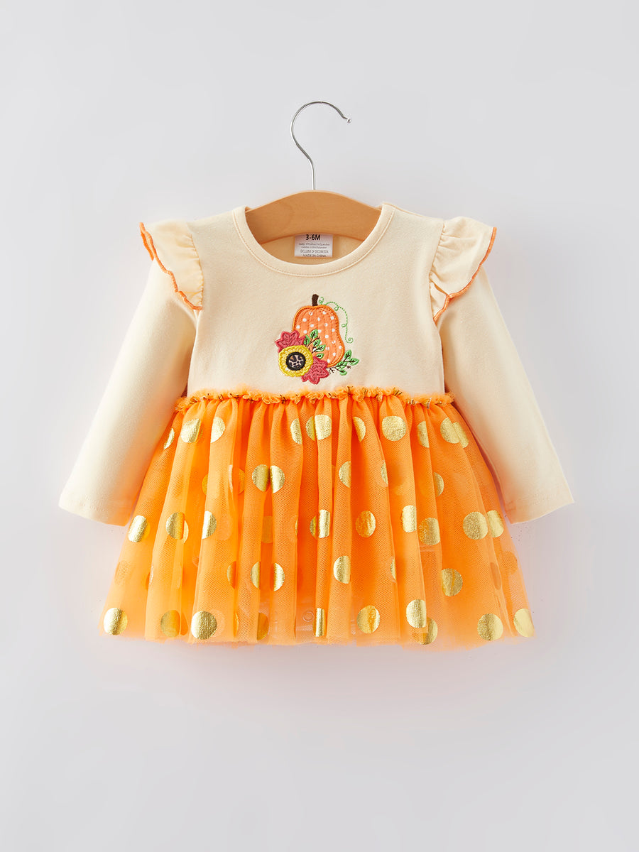 Girls Halloween Embroidery Romper