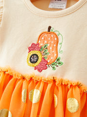 Girls Halloween Embroidery Romper