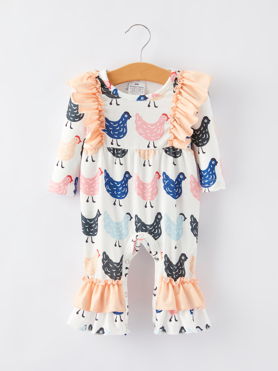 Farm Print Girls Romper