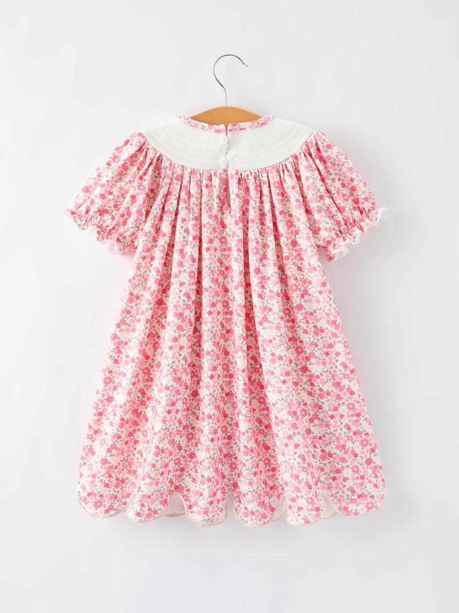 Football Smocking Bow Embroidered Girls Dress