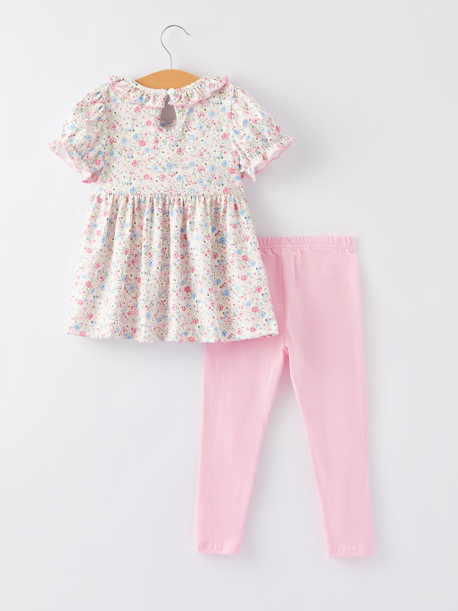 Football Smocking Embroidered Girls Outfit Set