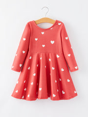 Valentine's Day Heart Print Red Dress