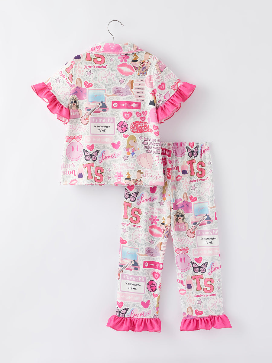 TS Character Print Girls Pink Pajamas