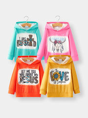 Letter leopard Animal Print four-piece Hooded Girls Top