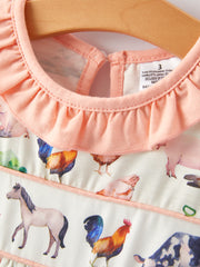 Farm Chicken Horse Print Girls Dress