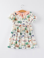 Farm Chicken Horse Print Girls Dress