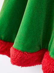 Christmas Green Velvet Girls Dress with hat