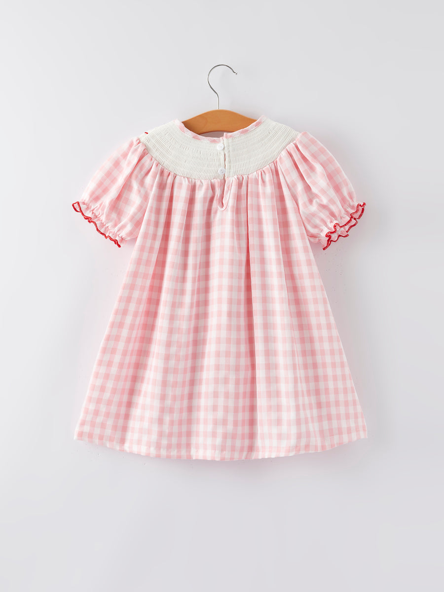 Christmas Santa Embroidered Plaid Girls Dress