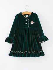 Christmas Embroidered Velvet Girls Dress