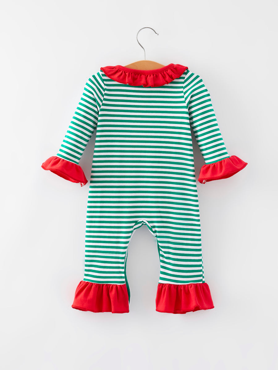 Christmas Smocking Applique Girls Romper