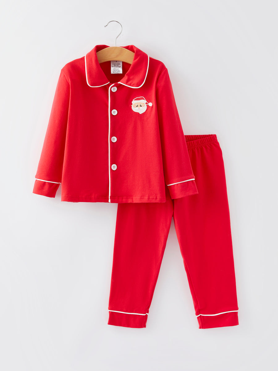 Christmas Red Boys Embroidered Pajamas