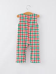 Christmas Plaid Smocking Embroidered Boys Romper