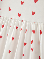 Valentine's Day Heart Print Ruffle  Pocket Dress