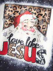 Girls Christmas "JESUS" Print Leopard Outfits Set