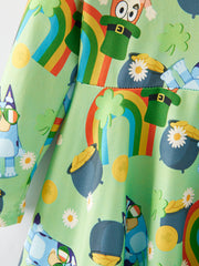 Cartoon Character Rainbow Print Girls Dress