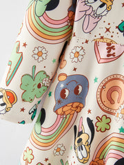 Girls Cartoon Character Rainbow Print Dress