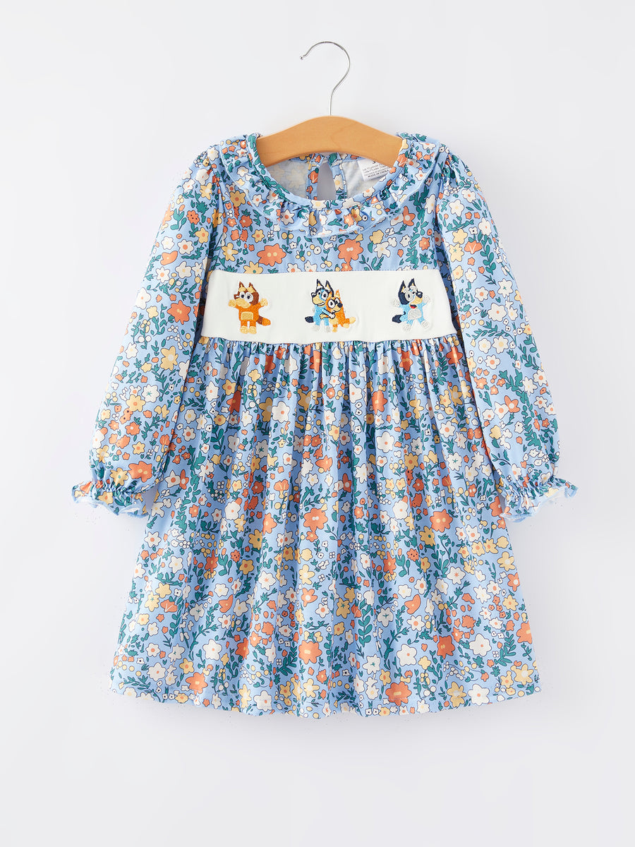 Girls Fall Cartoon Embroidery Dress