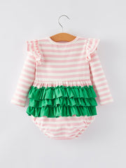 Christmas Tree Smocking Embroidered Girls Romper