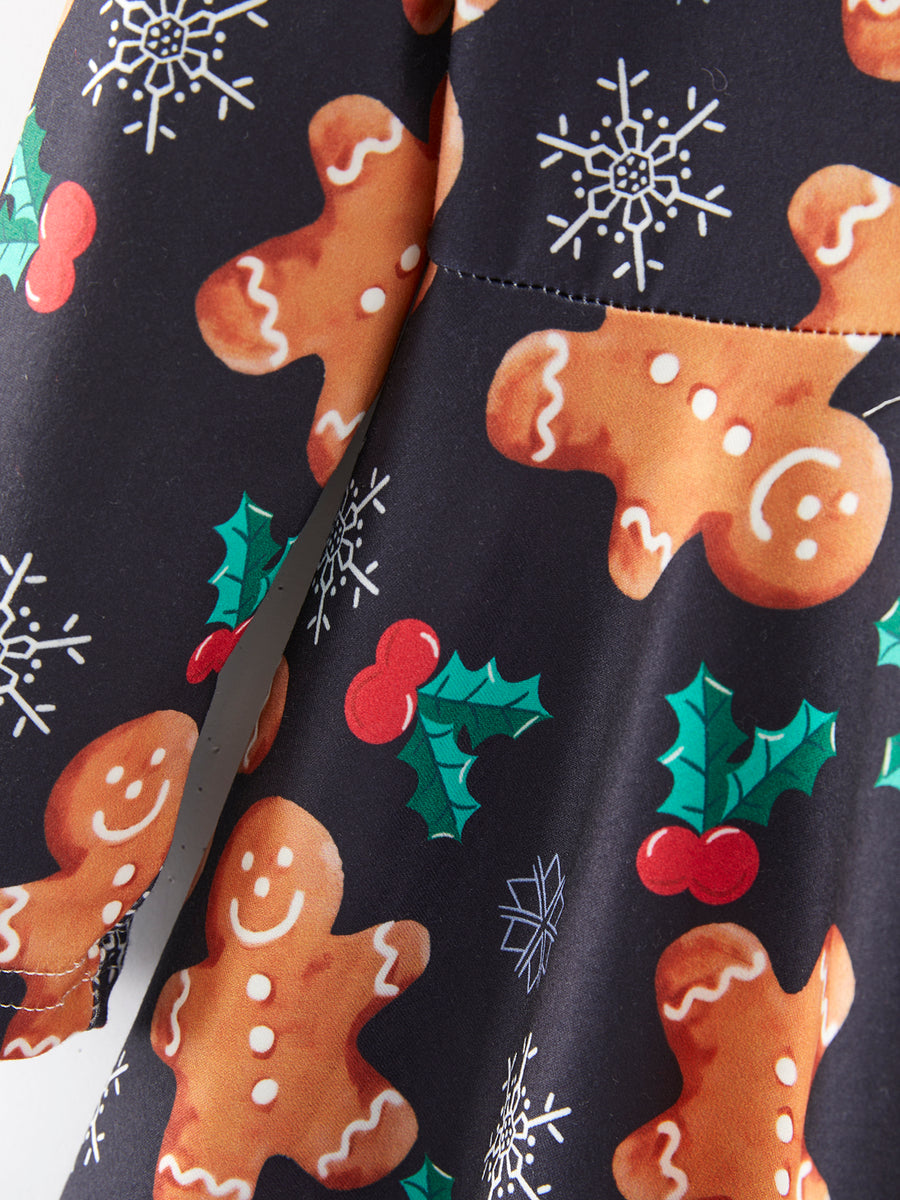 Girls Christmas Gingerbread Man Print Dress