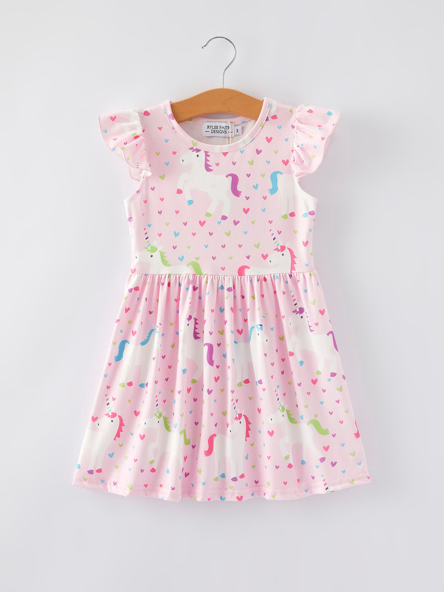 Girls Heart Horse Print Dress