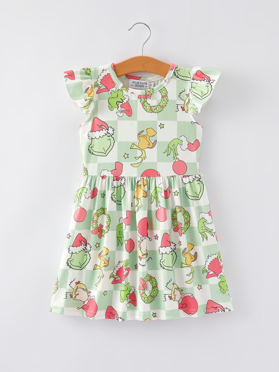 Girls Christmas Character Print Dress